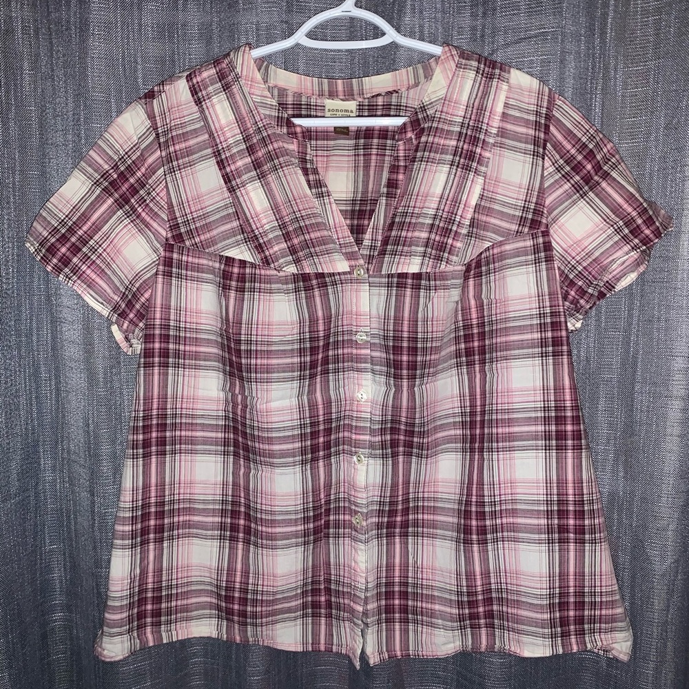 Pink plaid Camp Shirt size 1x